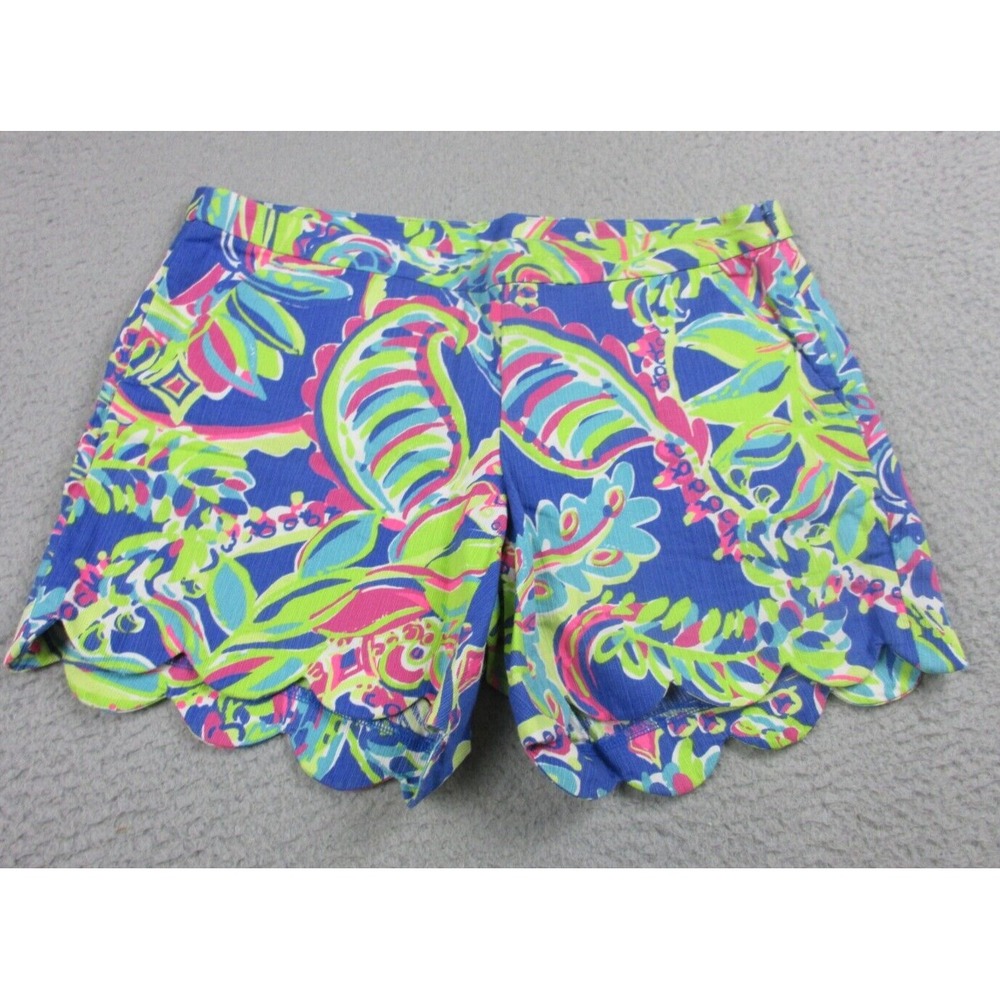 Lilly Pulitzer Magnolia Shorts Womens 0 Blue Toucan Play Scalloped Casual 28x11